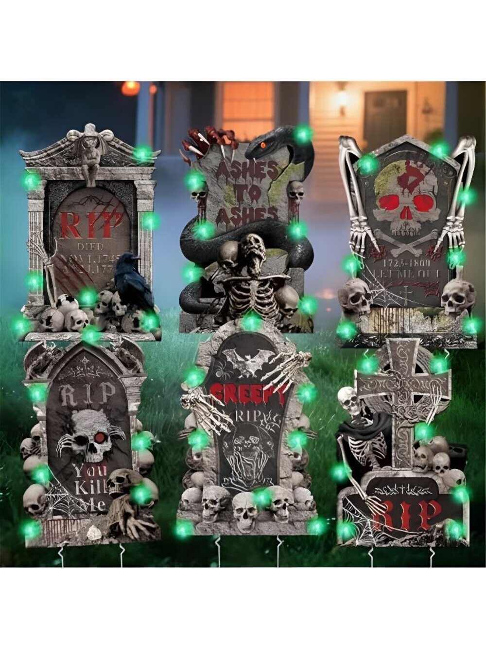 6Pcs 26" Large Halloween Tombstone Yard Signs, Outdoor Gravestone Decor for